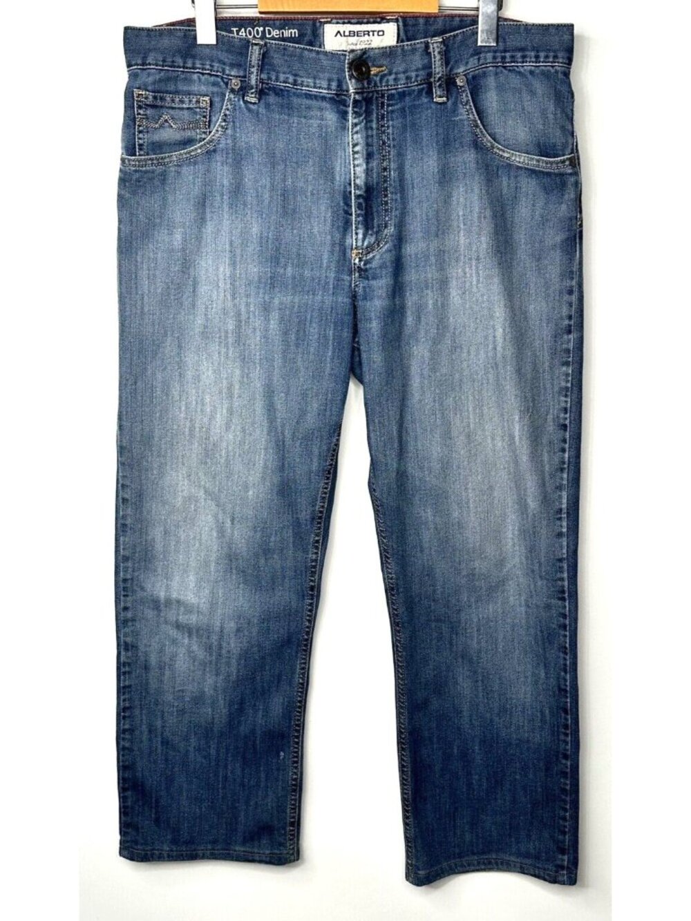 Alberto T400 Softwear Jeans Mens 36x26 Blue Cropped Modern Fit Stretch Designer